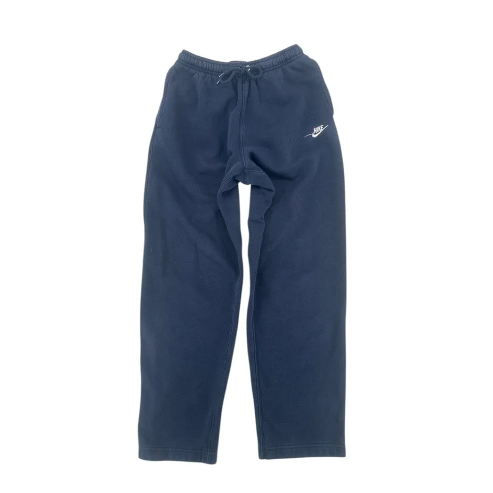 Nike Navy Fleece Sweatpants Small Embroidered Logo Joggers